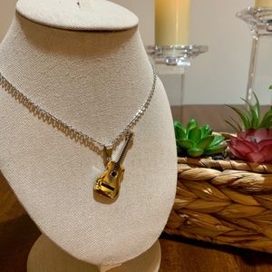 Acoustic Guitar Necklace, 21” chain, unisex